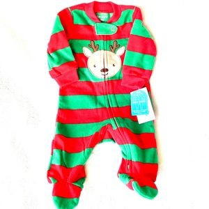 Christmas Footie Sleep-N-Play with Reindeer - NB